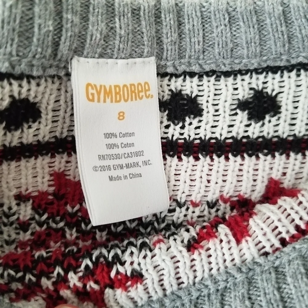 Gymboree Long Sleeve Fair Isle Sweater Dress Gray/White/Red Size 8